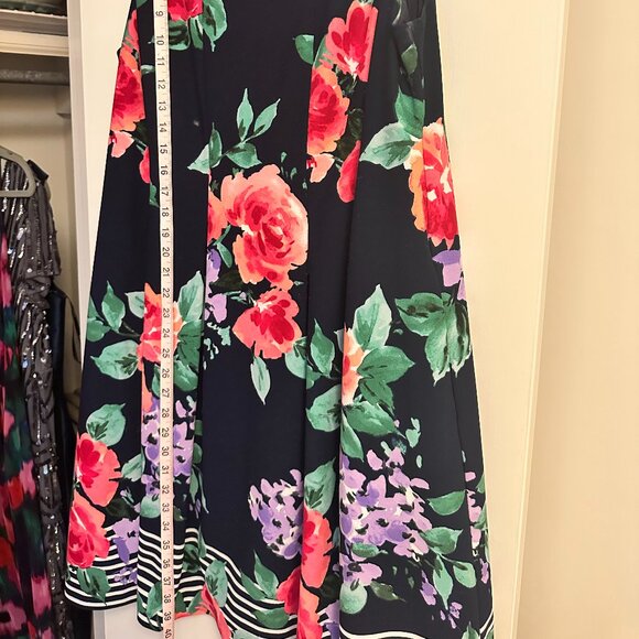 Jessica Howard Navy Floral Sleeveless Boat Neck Pleated Fit & Flare Dress 16W - Picture 5 of 6